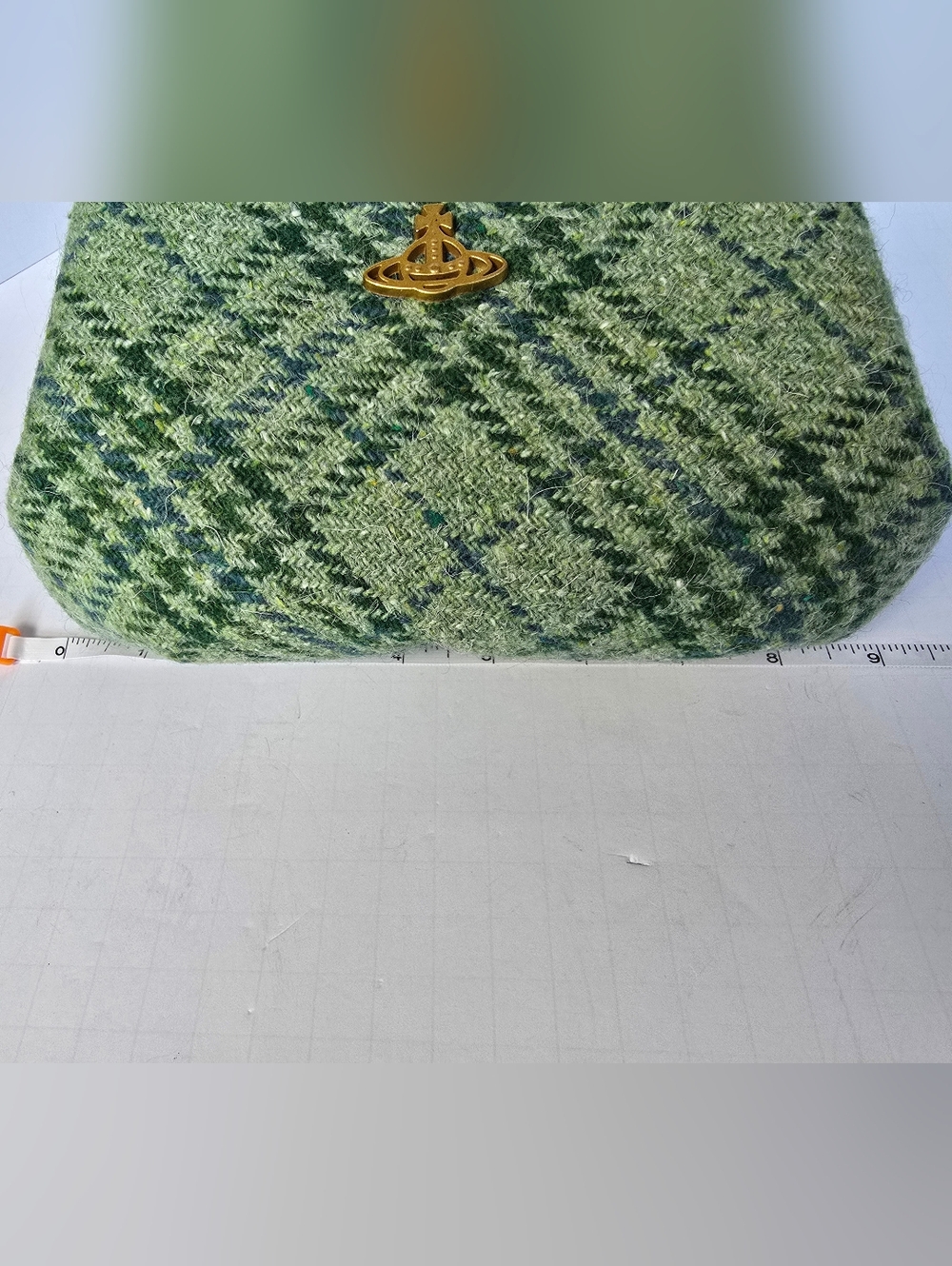Vivienne Westwood Elena Green Plaid Granny Frame Kisslock Harris Tweed Wool Bag - Picture 14 of 14